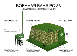 Армейский мобильный банный комплекс «Роснар РС-33» с накидным тентом. Расцветка «Мох».