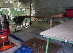 Печь Жига-3 в палатке Инипи