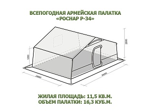 Всесезонная палатка РОСНАР Р-34 размеры
