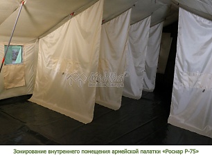 Зонирование внутреннего помещения армейской палатки "Роснар Р-75"
